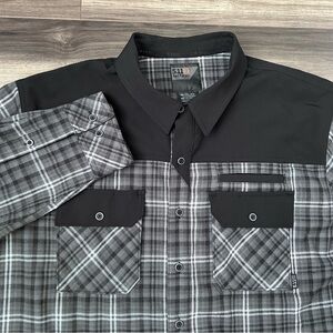 5.11 Tactical Endeavor Flannel Long Sleeve Mens XL Gray & Black Plaid Shacket